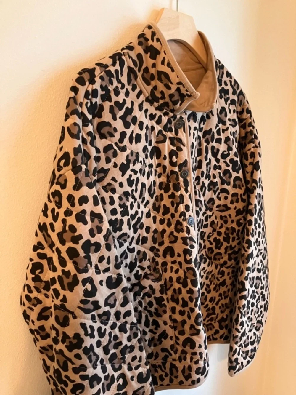 Kensie Quilted Spring Jacket Button-Up Leopard Cheetah Extra Large NWT oversized - Picture 5 of 14